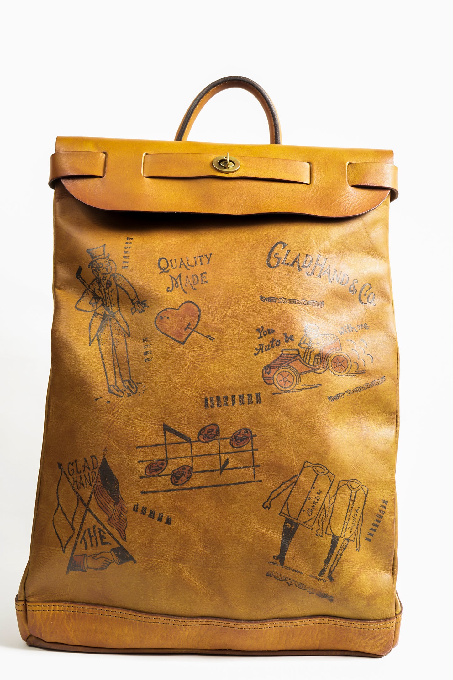 LEATHER VOYAGE 2WAY RUCKSACK "GLAD POSTALS"