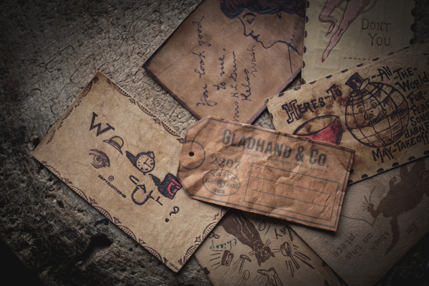 LEATHER 3WAY CLUTCH BAG "GLAD POSTALS"【vasco × GLADHAND】