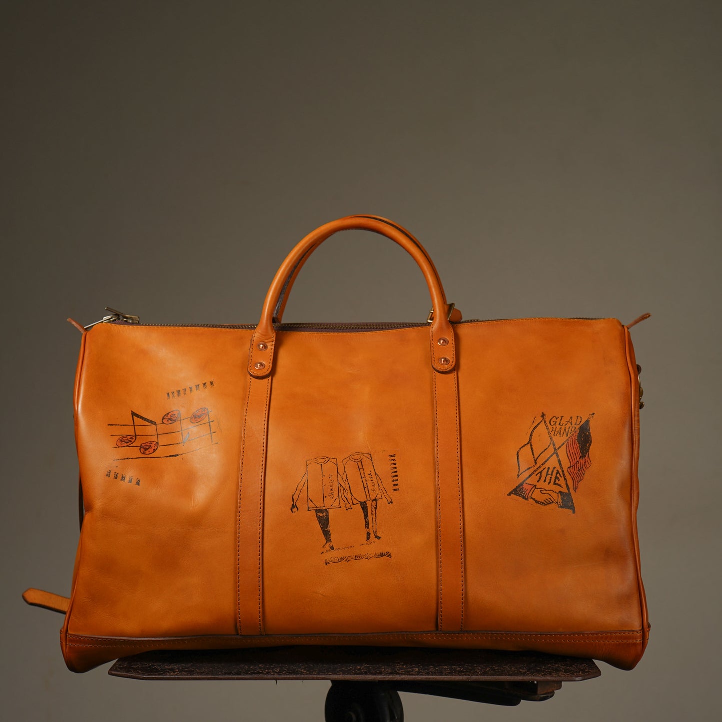 LEATHER TRAVEL BOSTON BAG "GLAD POSTALS"【vasco × GLADHAND】