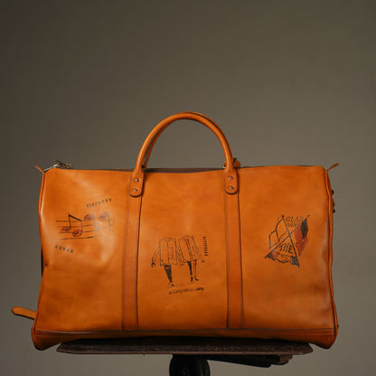 LEATHER TRAVEL BOSTON BAG "GLAD POSTALS"【vasco × GLADHAND】