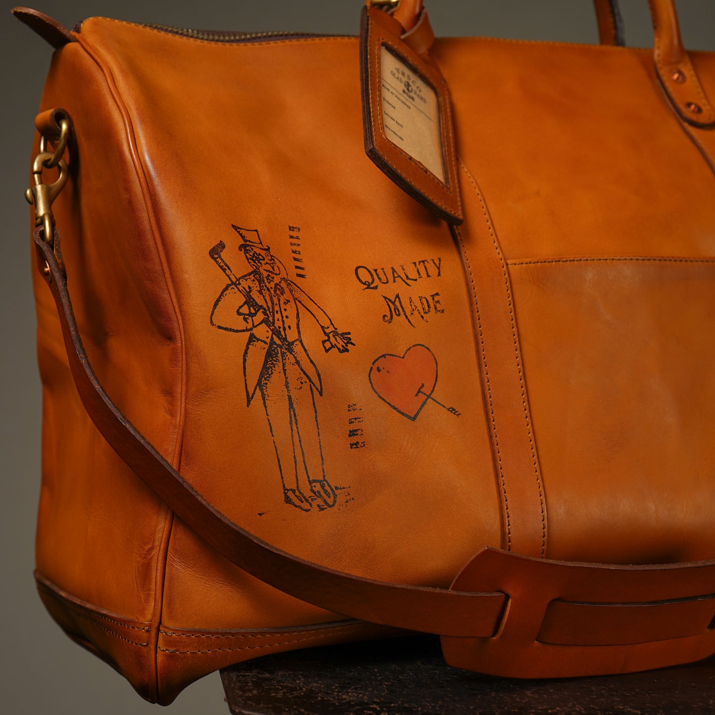 LEATHER TRAVEL BOSTON BAG "GLAD POSTALS"【vasco × GLADHAND】