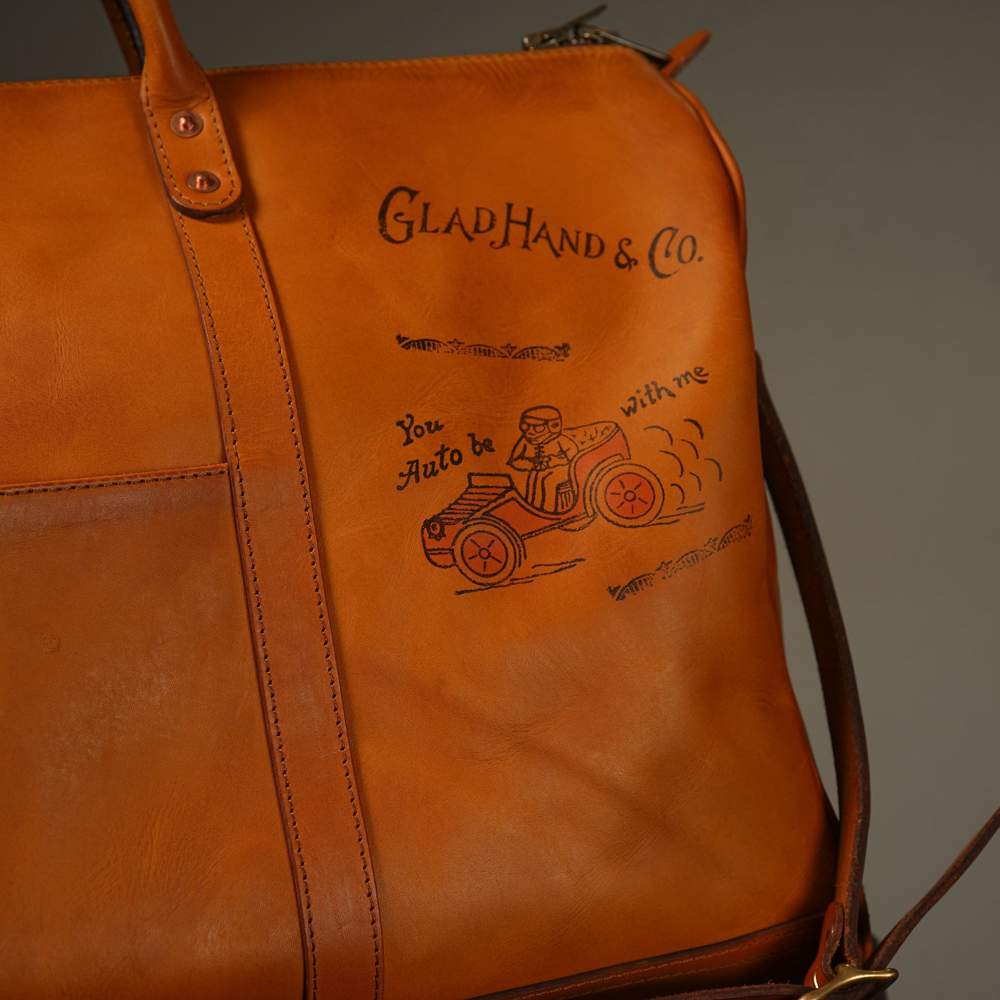 LEATHER TRAVEL BOSTON BAG "GLAD POSTALS"【vasco × GLADHAND】