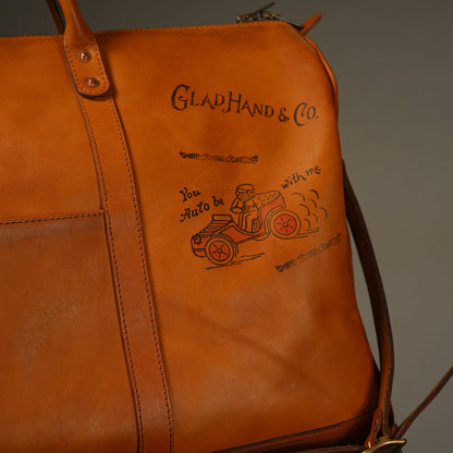 LEATHER TRAVEL BOSTON BAG "GLAD POSTALS"【vasco × GLADHAND】