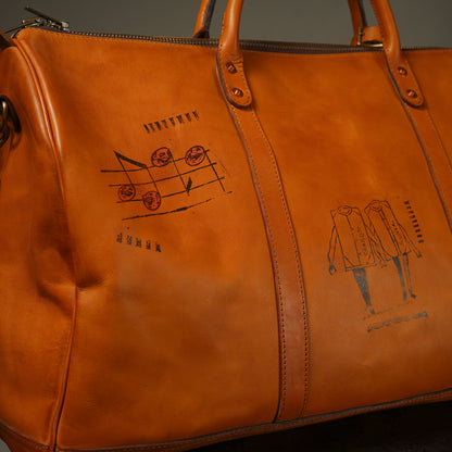 LEATHER TRAVEL BOSTON BAG "GLAD POSTALS"【vasco × GLADHAND】