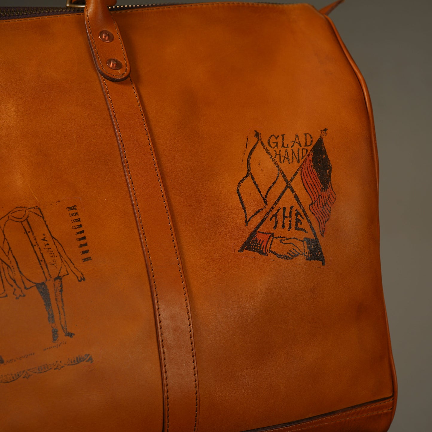 LEATHER TRAVEL BOSTON BAG "GLAD POSTALS"【vasco × GLADHAND】