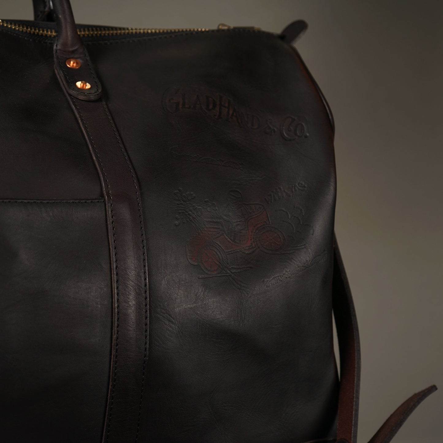 LEATHER TRAVEL BOSTON BAG "GLAD POSTALS"【vasco × GLADHAND】