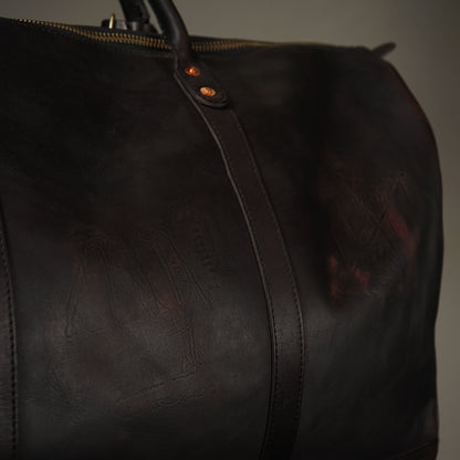 LEATHER TRAVEL BOSTON BAG "GLAD POSTALS"【vasco × GLADHAND】