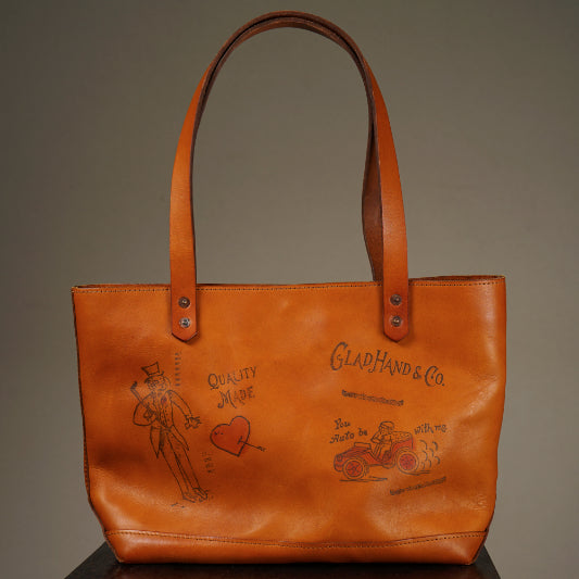 LEATHER TRAVEL TOTE BAG "GLAD POSTALS"【vasco × GLADHAND】